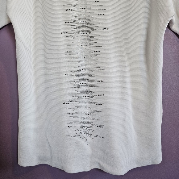 Chico's White Knit Silver Rhinestone Oversized Dolman Sleeve Sweater Tunic - Picture 4 of 12